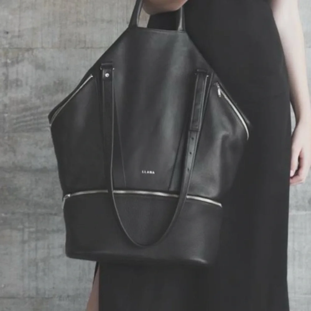 Black Leather Tote Bag - Picture 1 of 7